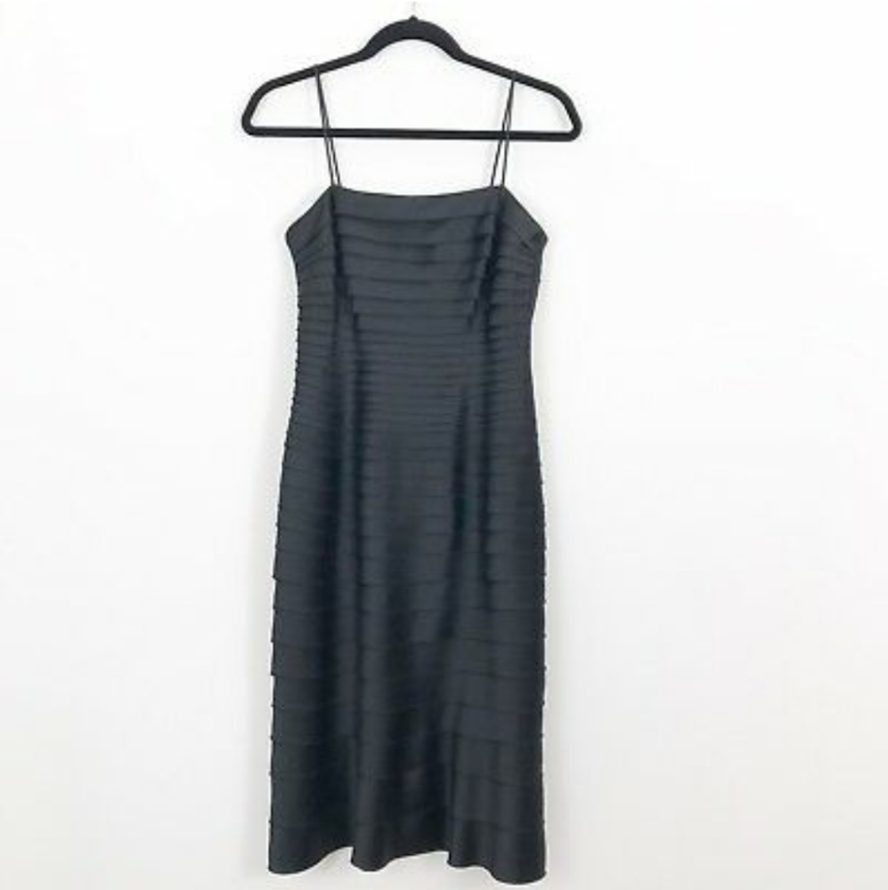 NWT JS COLLECTIONS BLACK PLEATED COCKTAIL DRESS SIZE 10